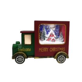 Karácsonyi kamion, világító, havazó, zenélő, elektromos, műanyag, 30x15,5x22cm