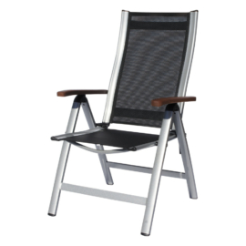 SUN GARDEN Ass comfort összecsukható, exkluzív alu. kerti szék - fekete/ezüst
