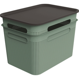 ROTHO Brisen green műanyag tároló doboz szett tetővel 2X16 L - zöld