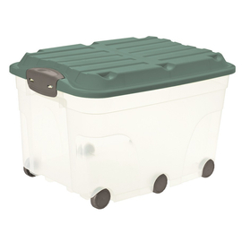 ROTHO Box roller műanyag tároló doboz, 57L - átlátszó/sötétzöld