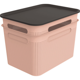 ROTHO Brisen pink műanyag tároló doboz szett tetővel 2X16 L - rózsaszín