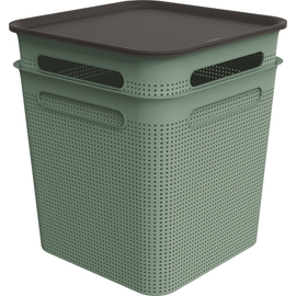 ROTHO Brisen green műanyag tároló doboz szett tetővel 2X18 L - zöld