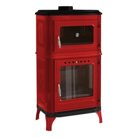 Hunor 8010 öntvény sütős kandalló, bordó 7 kW beépíthető kandallóbetét, magas hatásfokkal, 52.0 cm x 46.0 cm x 104.0 cm, modern kivitel