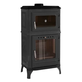 Hunor 8010 öntvény sütős kandalló, szürke 7 kW beépíthető kandallóbetét, magas hatásfokkal, 52.0 cm x 46.0 cm x 104.0 cm, modern kivitel