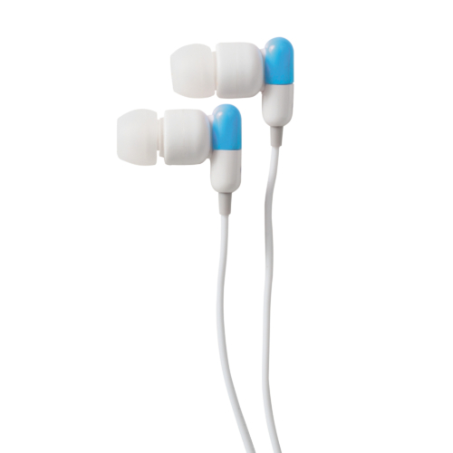 Fülhallgató, kapszula design, kék/fehér