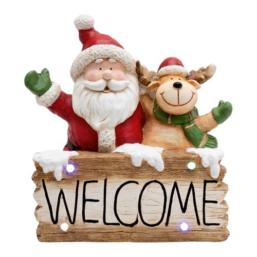 Kerámia figura, WELCOME, Mikulás + rénszarvas