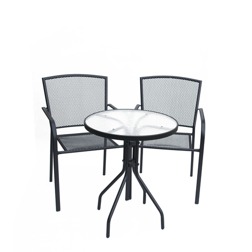 ROJAPLAST Crotone fém kerti bútor szett, 2 db székkel, üveg asztallal
