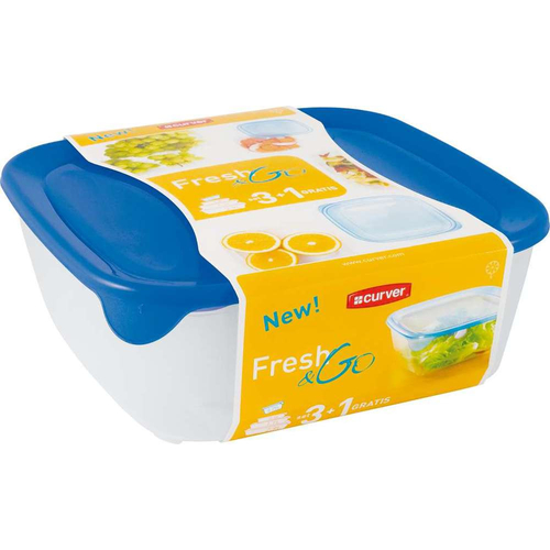 CURVER Fresh&Go Set műanyag ételtartó doboz készlet 0,8L + 1,7L + 2,9L + 0,25L