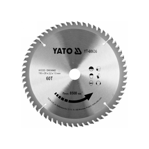 YATO Fűrésztárcsa fához 190 x 20 x 1,5 mm / 60T