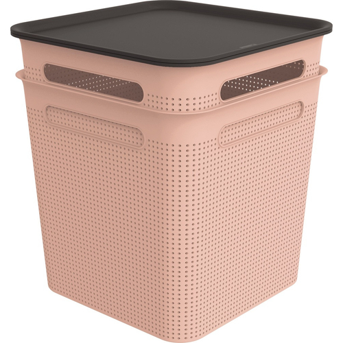 ROTHO Brisen pink műanyag tároló doboz szett tetővel 2X18 L - rózsaszín