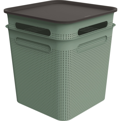 ROTHO Brisen green műanyag tároló doboz szett tetővel 2X18 L - zöld