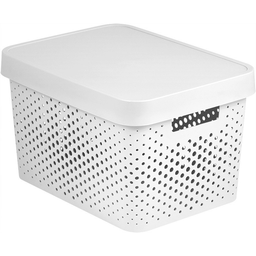 CURVER Infinity dots white 17 L műanyag tároló doboz tetővel - fehér