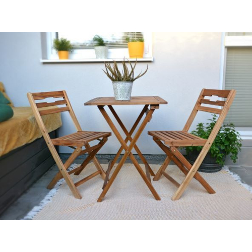 ROJAPLAST Rieti akácfából készült kerti bútor szett, 2 db székkel